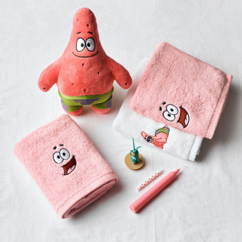 스폰지밥&뚱이 캐릭터 컬러 수건 세트 2매 - 150g