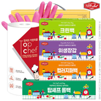 고무장갑32cm 롤백100매 크린백3종 키친타올(6종) 세트