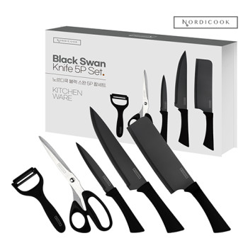 노르디쿡 블랙 스완 스텐 주방 칼세트 5종