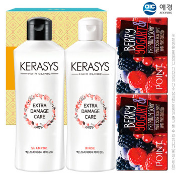 애경 케라시스샴푸180용기 린스180용기 포인트베리비누2P(4종) 세트
