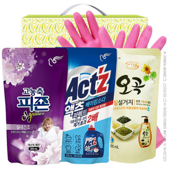 피죤 액츠 오곡안심설거지 고무장갑32cm(4종)