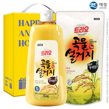 애경 곡물설거지500용기 곡물설거지300리필(2종) set