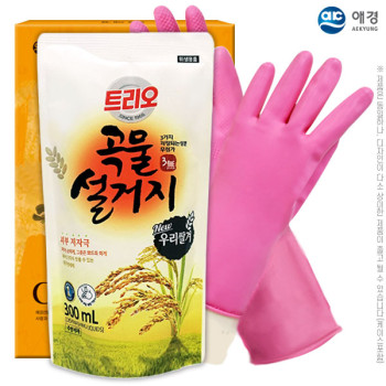 애경 곡물설거지300리필 고무장갑32cm(2종)