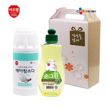 CJ이츠웰  순그린320ml,베이킹소다500g용기2종세트