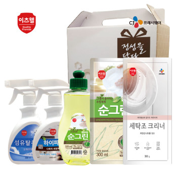 CJ다목적,섬유탈취제,순그린320(용기),순그린(리필),세탁조 5종세트