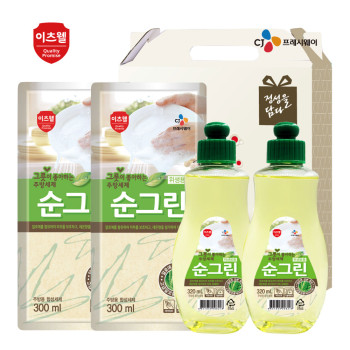 CJ이츠웰 순그린320용기2개,300ml리필2개