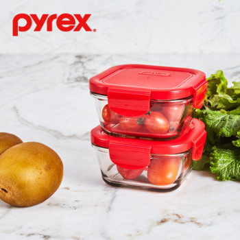 [파이렉스] 유리밀폐용기 정사각 380ml 2조(4p)세트