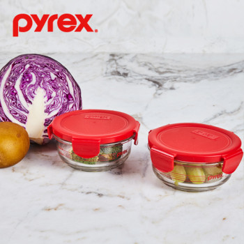 [파이렉스] 유리밀폐용기 원형 375ml 2조(4p)세트