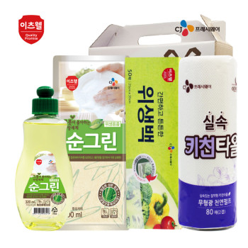 CJ 순그린용기,리필,위생백,키친타올4종세트