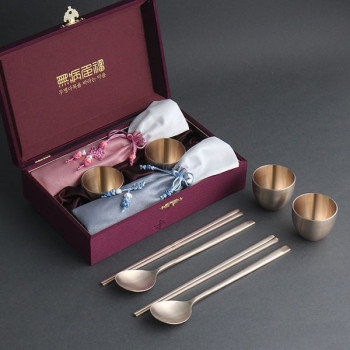 [오복] 우리방짜유기 술잔·수저세트 2인용