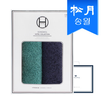 [송월타올] 호텔수건 솔리드 뱀부무지 2매선물세트(쇼핑백) 기념수건 답례품