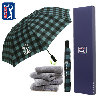 PGA 2단자동 체스블루+190g 호텔타올세트