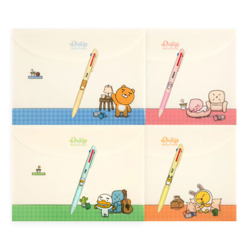 [카카오프렌즈] 3색 볼펜과 데일리 봉투파일 세트