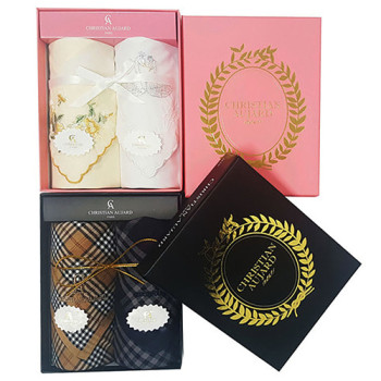 손수건,스카프,순면 남여손수건) MJ 크리스찬오자르_자수 2P