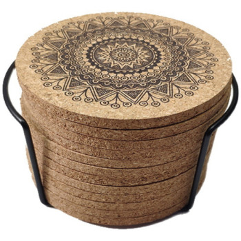 에코키친 열방지 만다라 무늬 코르크 컵받침 냄비 받침(L) CBH693