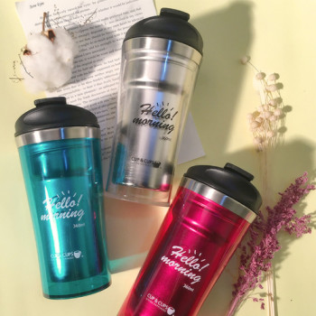 [국산] cup15 투명텀블러 보온보냉 340ml 스테인레스 머그컵