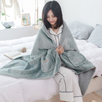 에코라이프 따뜻한 투포켓 단추 망토 담요(60*170) CBH581