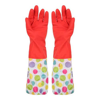 도트 라텍스 기모 고무장갑 롱밴드형