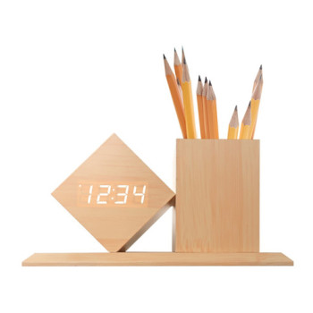 [AL60]코비 무소음LED 연필꽂이 알람시계(마름모)