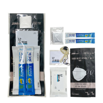 단순 방역 위생키트(KF94 마스크,위생장갑,마스크스트랩,가그린,손세정물티슈) D타입