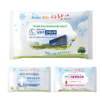 전도용 교회 홍보 물티슈 10매 (에덴동산3종)