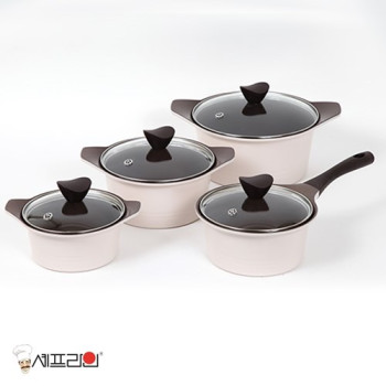 셰프라인 쵸코크림 IH 세라믹냄비 4종세트 (18편수+16양수+20양수+24양수)