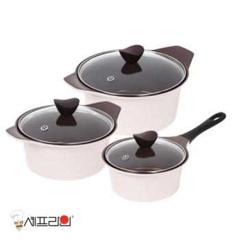 셰프라인 쵸코크림 IH 세라믹냄비 3종세트 (18편수+16양수+24양수)