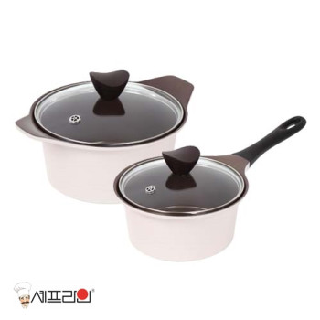 셰프라인 쵸코크림 IH 세라믹냄비 2종세트 (18편수+20양수)