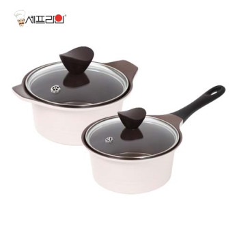 셰프라인 쵸코크림 IH 세라믹냄비 2종세트 (18편수+16양수)