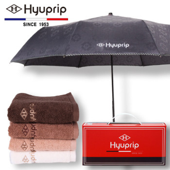 협립 3단 엠보바이어스 수동우산 1P+40수 호텔코마 세면타월 1P-세트