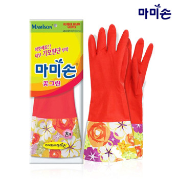 엄마손 꽃그린 기모 고무장갑(대형)/ 김장용 기모고무장갑 대형