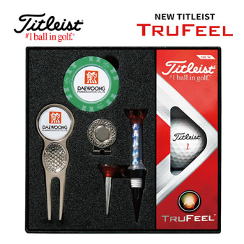 타이틀리스트 트루필 골프볼+칩볼마커+그린보수기볼마커(실버)+자석티 세트