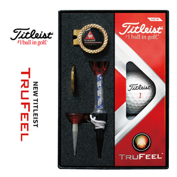 타이틀리스트 트루필 골프볼+볼마커(골드)+자석티 세트