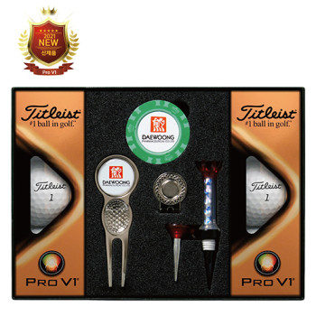 타이틀리스트 Pro V1 골프볼 6구+칩볼마커+그린보수기볼마커(실버)+자석티 세트