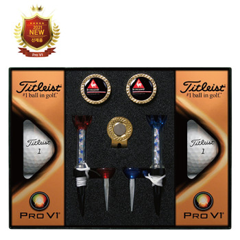 타이틀리스트 Pro V1 골프볼 6구+볼마커(골드)+자석티(2) 세트