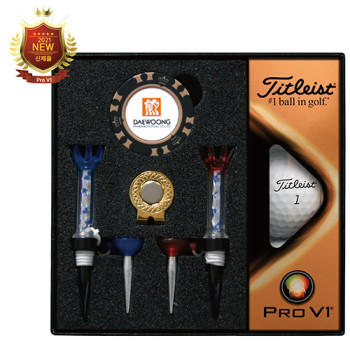 타이틀리스트 Pro V1 골프볼+칩볼마커+자석클립+자석티 세트