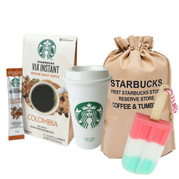 스타벅스 리유저블 텀블러 그란데 473ml 비아커피 콜롬비아 아이스크림 세척솔 선물세트