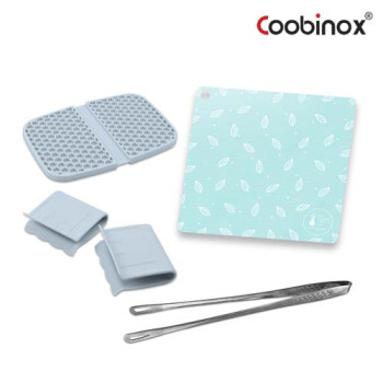 [쿠비녹스] 실리콘 조리도구 4종 세트 (보호매트, 냄비받침, 냄비손잡이, 요리핀셋)