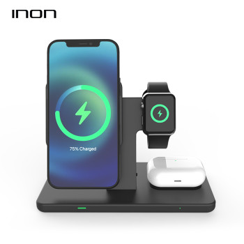 [무선충전기]아이논 맥세이프 마그네틱 3in1 고속 무선충전기 IN-MSWC010