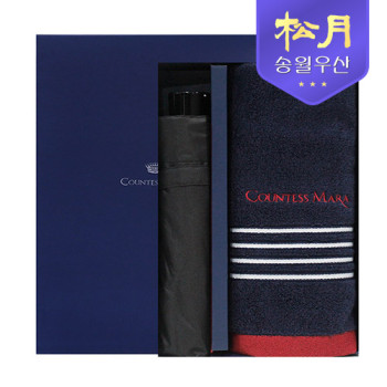 송월타올 카운테스마라 포라인 타올 + 송월 3단 컬러무지 우산 2p 세트