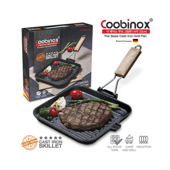 [쿠비녹스]더 베이스 무쇠 그릴팬 (사각 22cm)