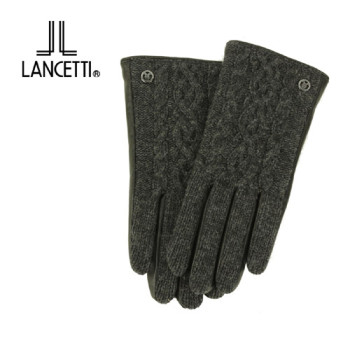 란채티 꽈배기 니트 여성 가죽 장갑LC-21