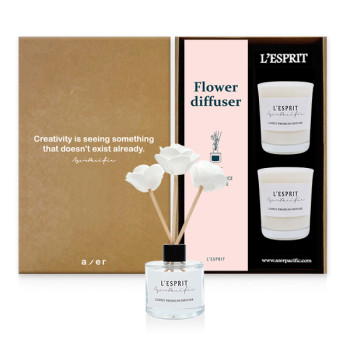 레스쁘리 3P 선물세트 B (미니로즈 디퓨저 50ml, 3oz 소이캔들 2입)