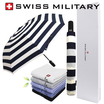 스위스밀리터리 2단자동 네이비스트라이프 + 140g면사타올 세트