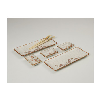 [접시세트] 백야화 핑크 생선접시 5P세트