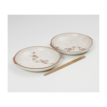 [접시세트] 백야화 핑크 귀접시 세트(中 2P)