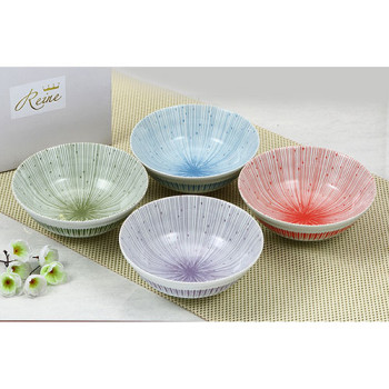 [그릇세트] 파스텔 빗살 면기 4P 면기세트