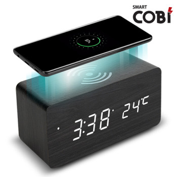 무선충전 탁상용 우드시계