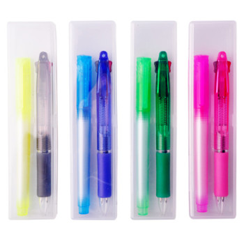 투명2색볼펜+델타형광펜세트