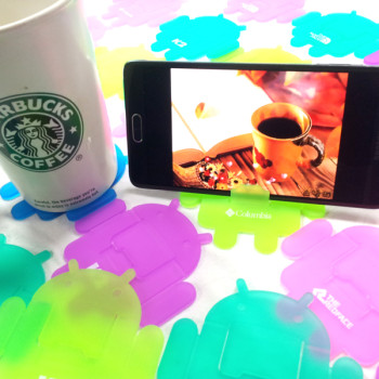 반투명 안드로이드 컵받침 거치대